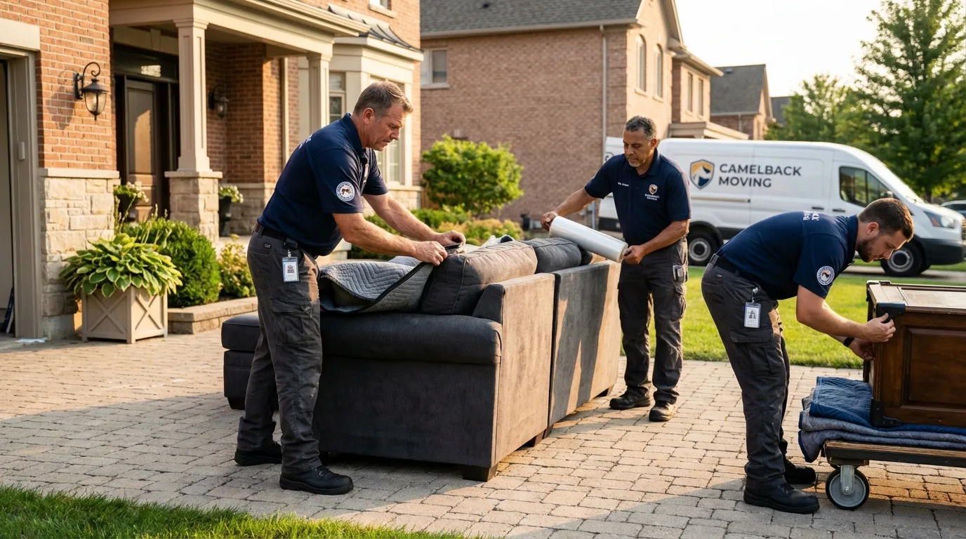 Large estate moving crew wrapping furniture in Norwood, NC