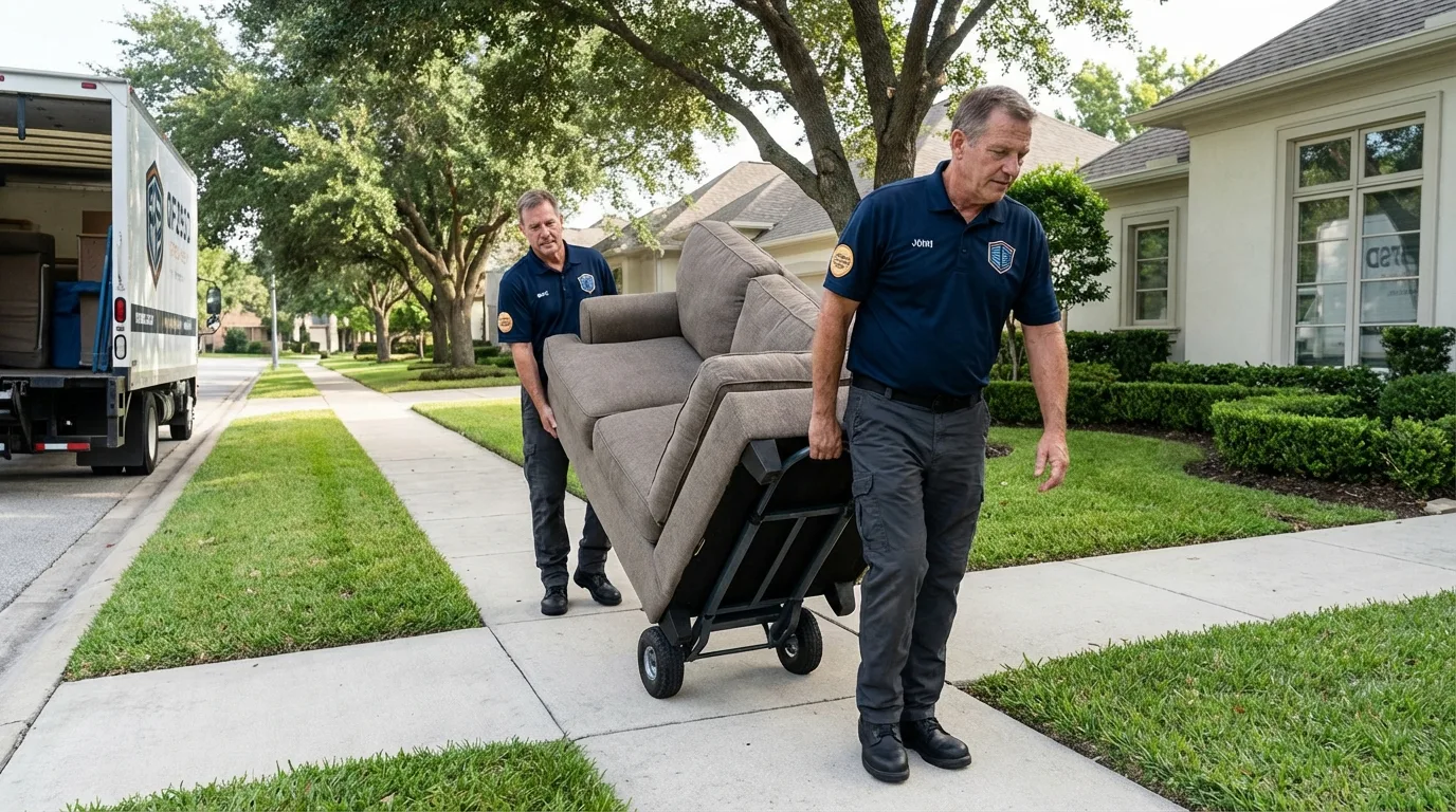 Local residential moving crew loading furniture in Norwood, NC