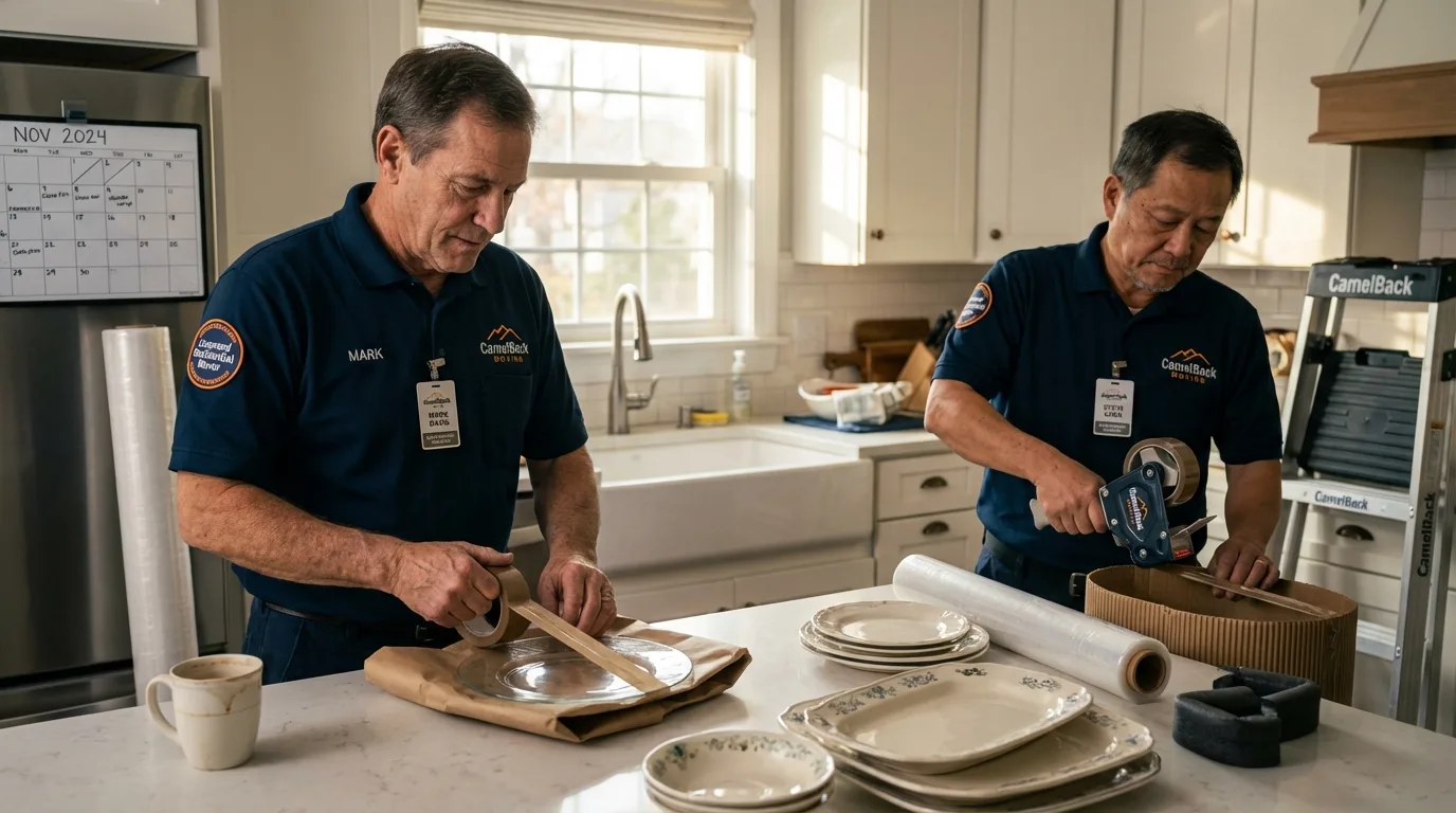 Professional crew packing kitchen dishware in Norwood, NC